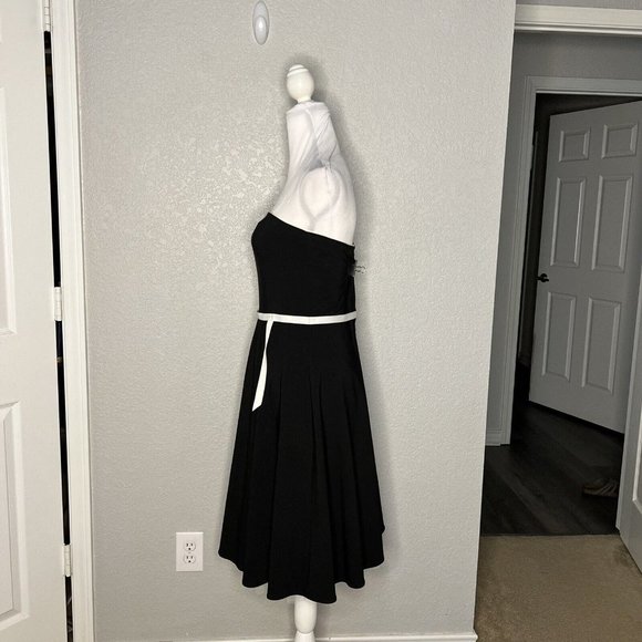 Size 9 Black And White Strapless Tulle Knee Length Fit and Flare Dress Timeless - Picture 4 of 9